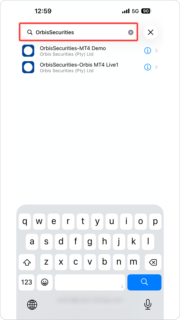 MT4 iOS - 거래 서버 검색