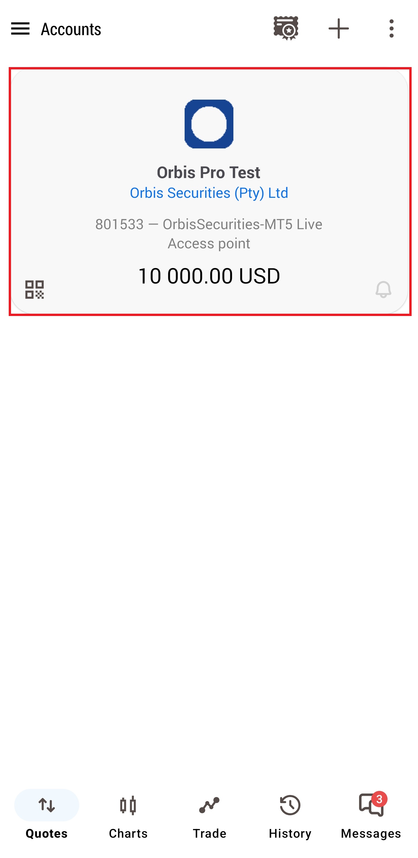 MT5 안드로이드 - 계정 추가 완료