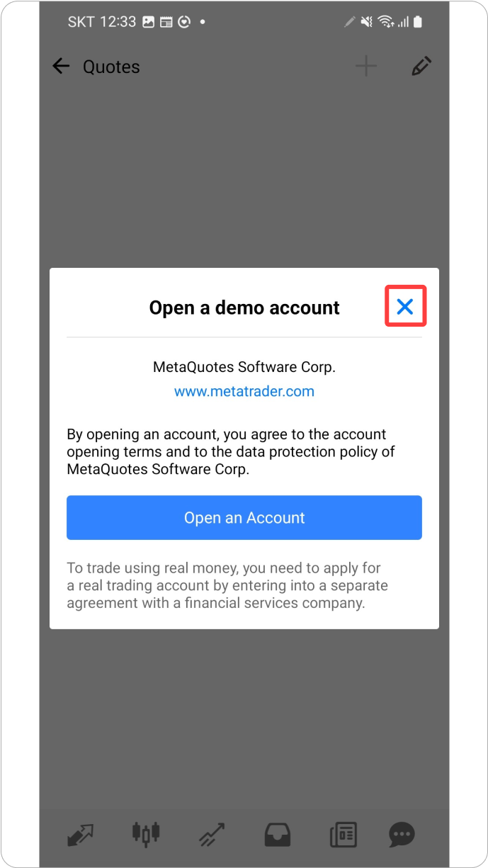 MT4 안드로이드 - 앱 열기